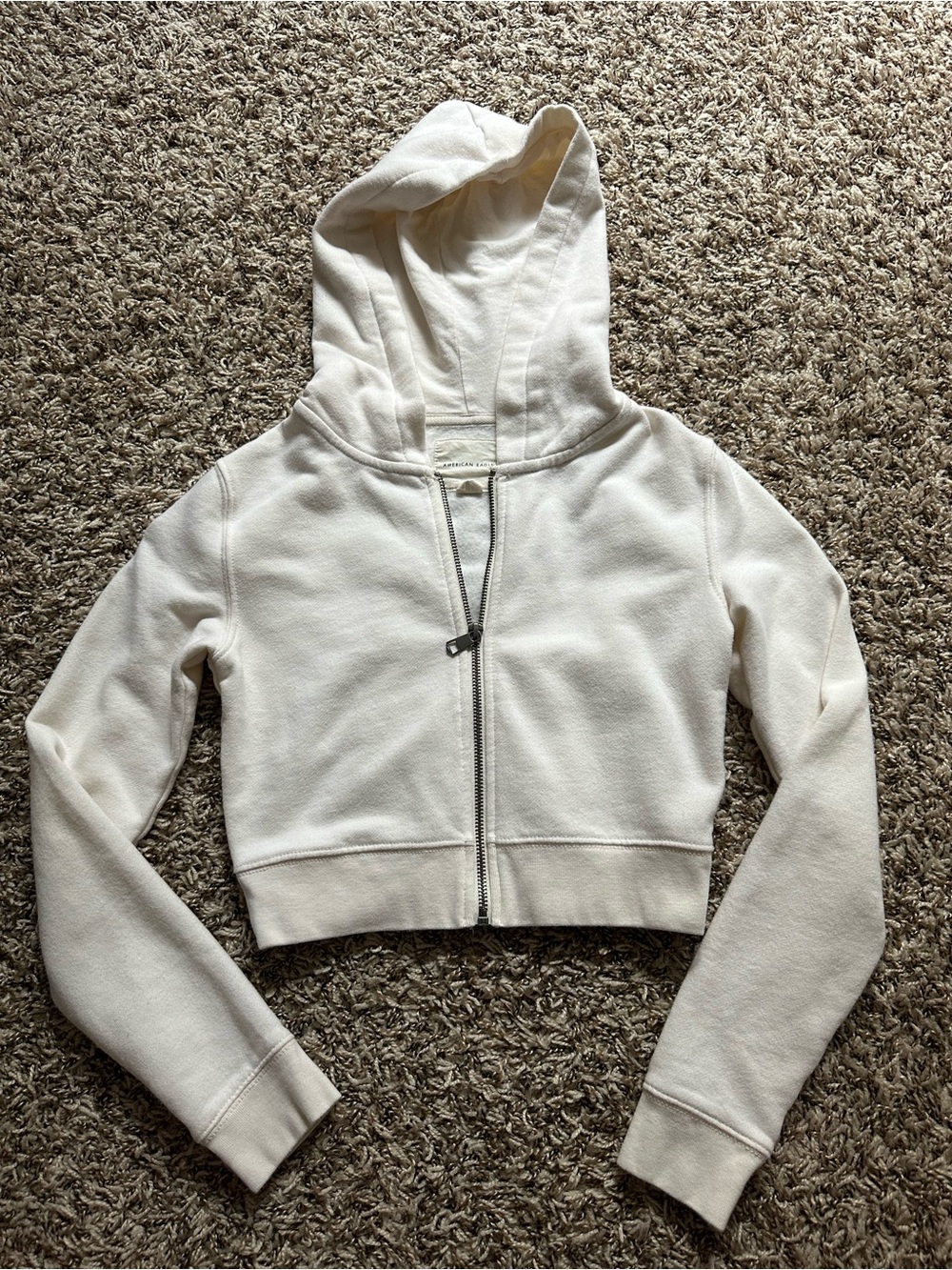 American Eagle Outfitters Off-White Hooded Zip Jacket